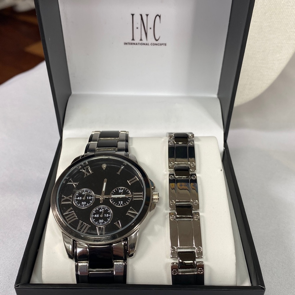 Men's Two-Tone Watch & Bracelet Gift Set